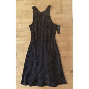 VTG NWT Ralph Lauren Polka Dot Swing Criss Cross Black Silk 10